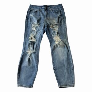Judy Blue Women's Size 14 Boyfriend Fit Distressed Stretch Denim Jeans